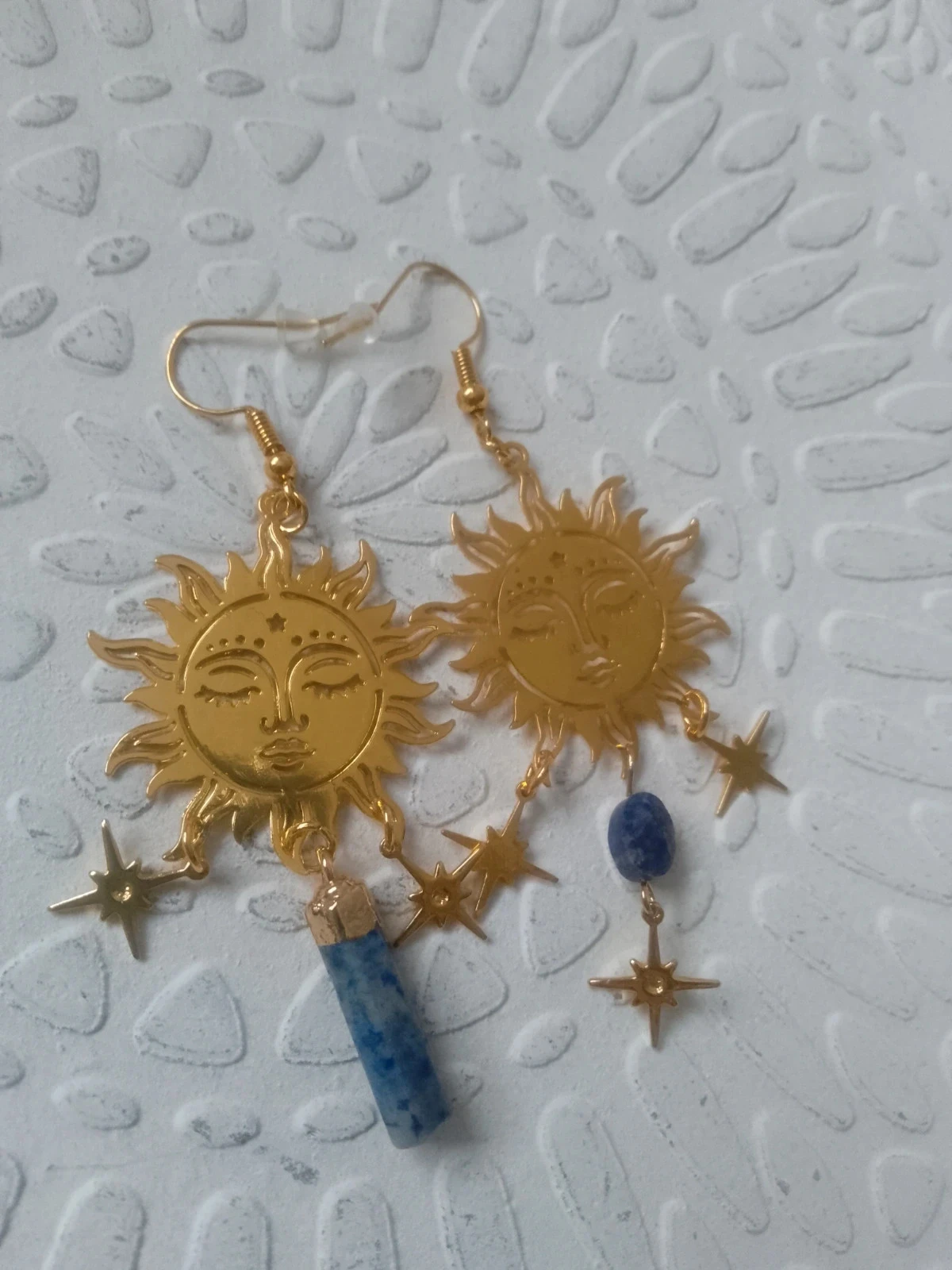 Bohemian sun earrings with natural stones – photo 3